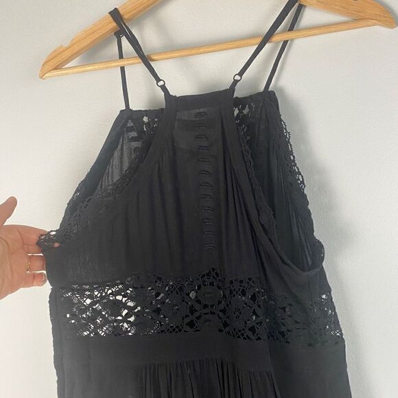 IRO Lellou Lightweight Mini Dress Black Crochet Lace-up - Picture 7 of 14